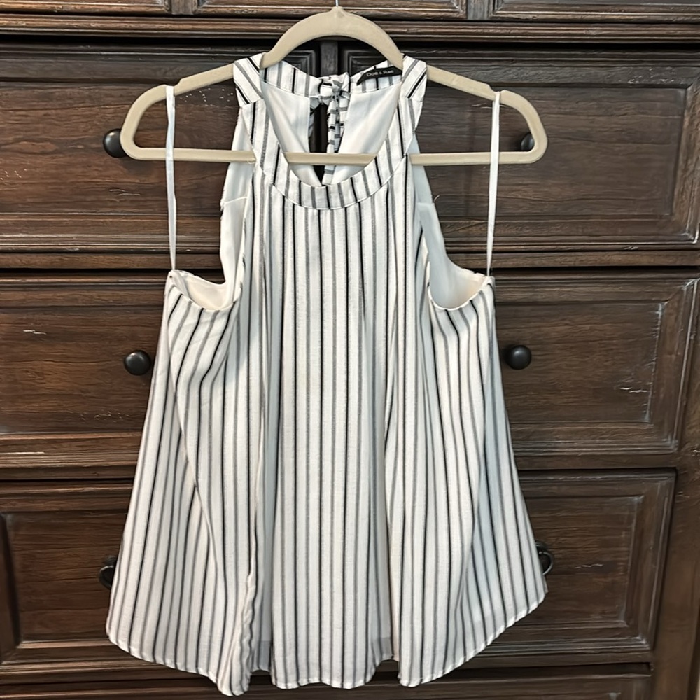 Doe & Rae Black and White Striped Top